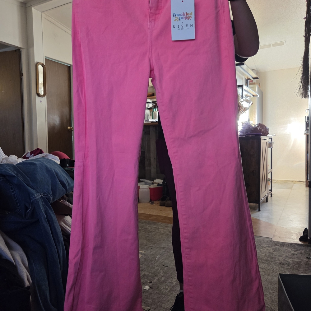 Risen Women's Pink Flare Jeans